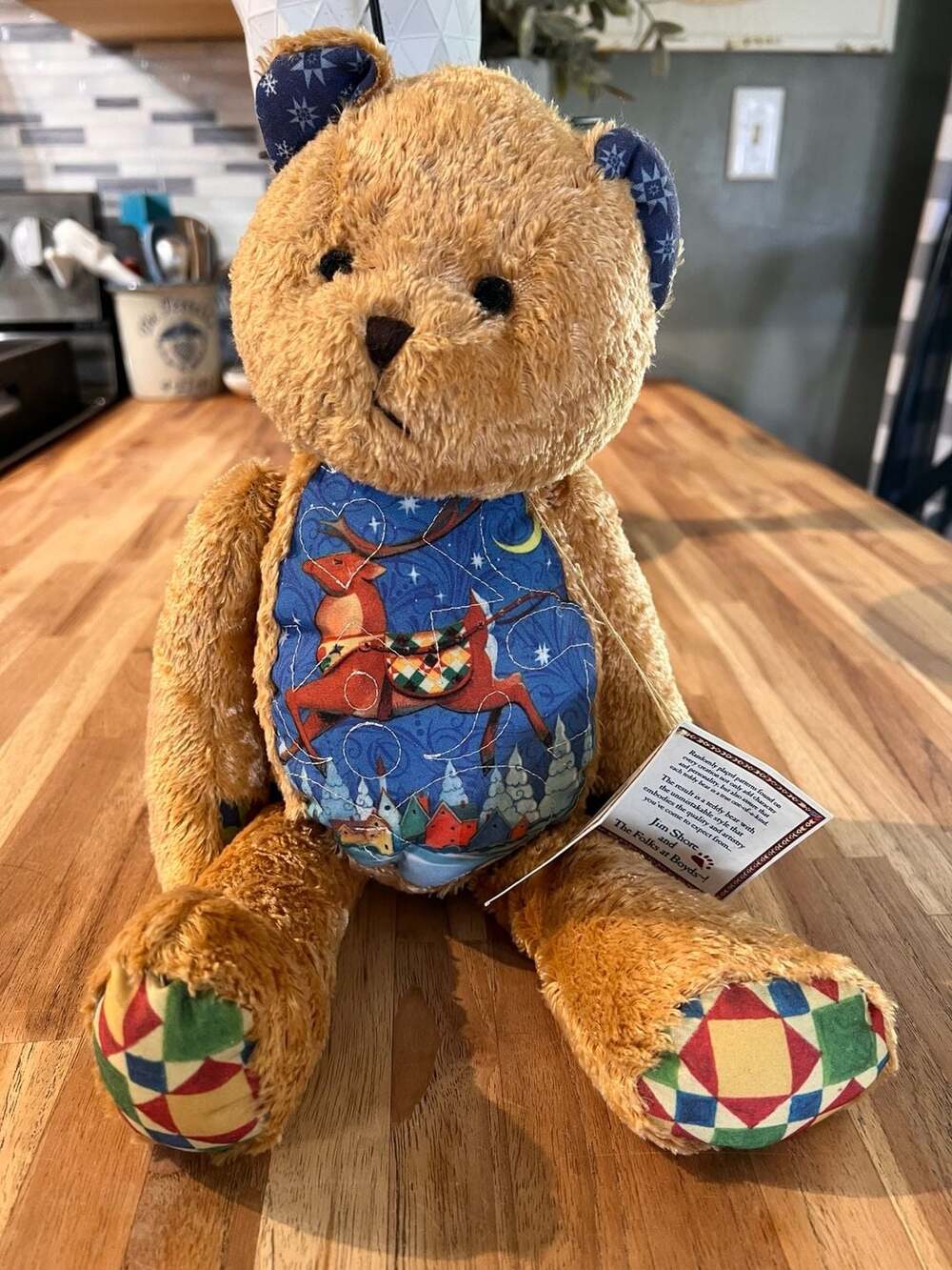 Jim Shore Boyds Bears Starzly Reindeer Quilted Tummy Teddy Bear Plush Jointed Xm